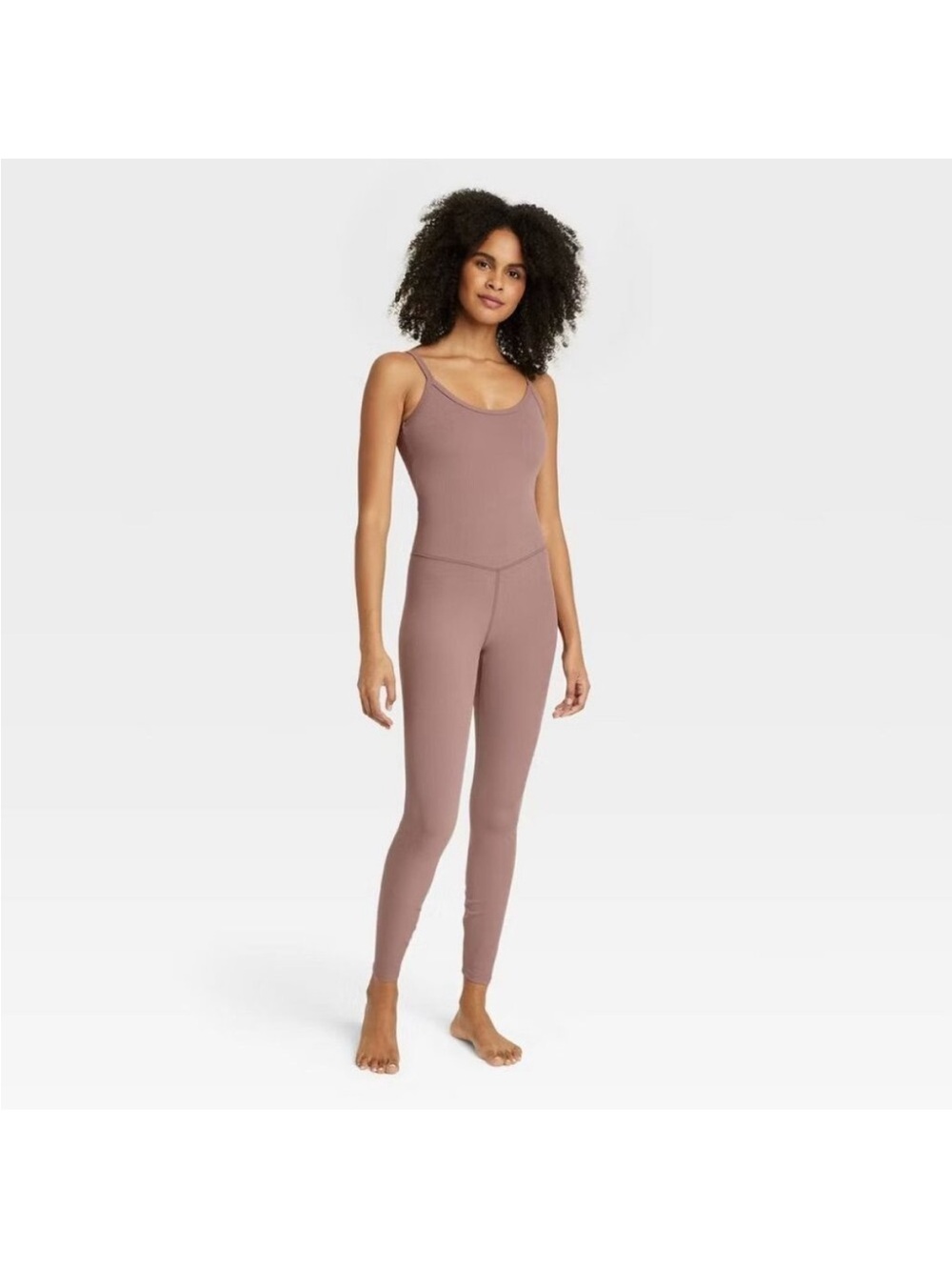 NWT All In Motion Women's Rib Full Length Bodysuit Brown Sz XL